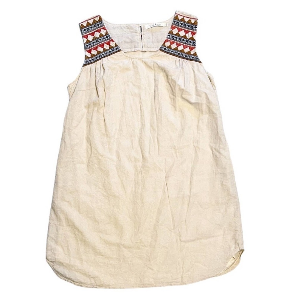 5 For $50🔥 Embroidered Cream Sleeveless Tank Tunic/Dress, Lined